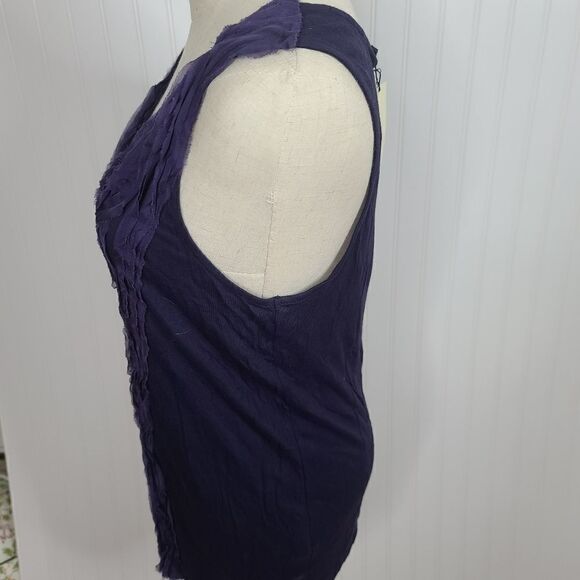 Miss Me M M Couture Blue Sleeveless Ruffled front Jersey Knit Stretch Blouse NWT - Picture 6 of 9
